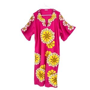 Frances Valentine Delightful embroidered Caftan in sunrise pink